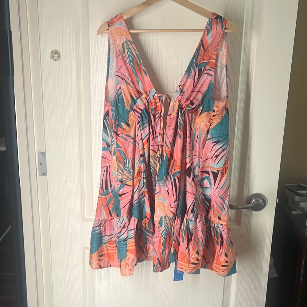 Cupshe Tropical Print Mini Dress - Pink and Green